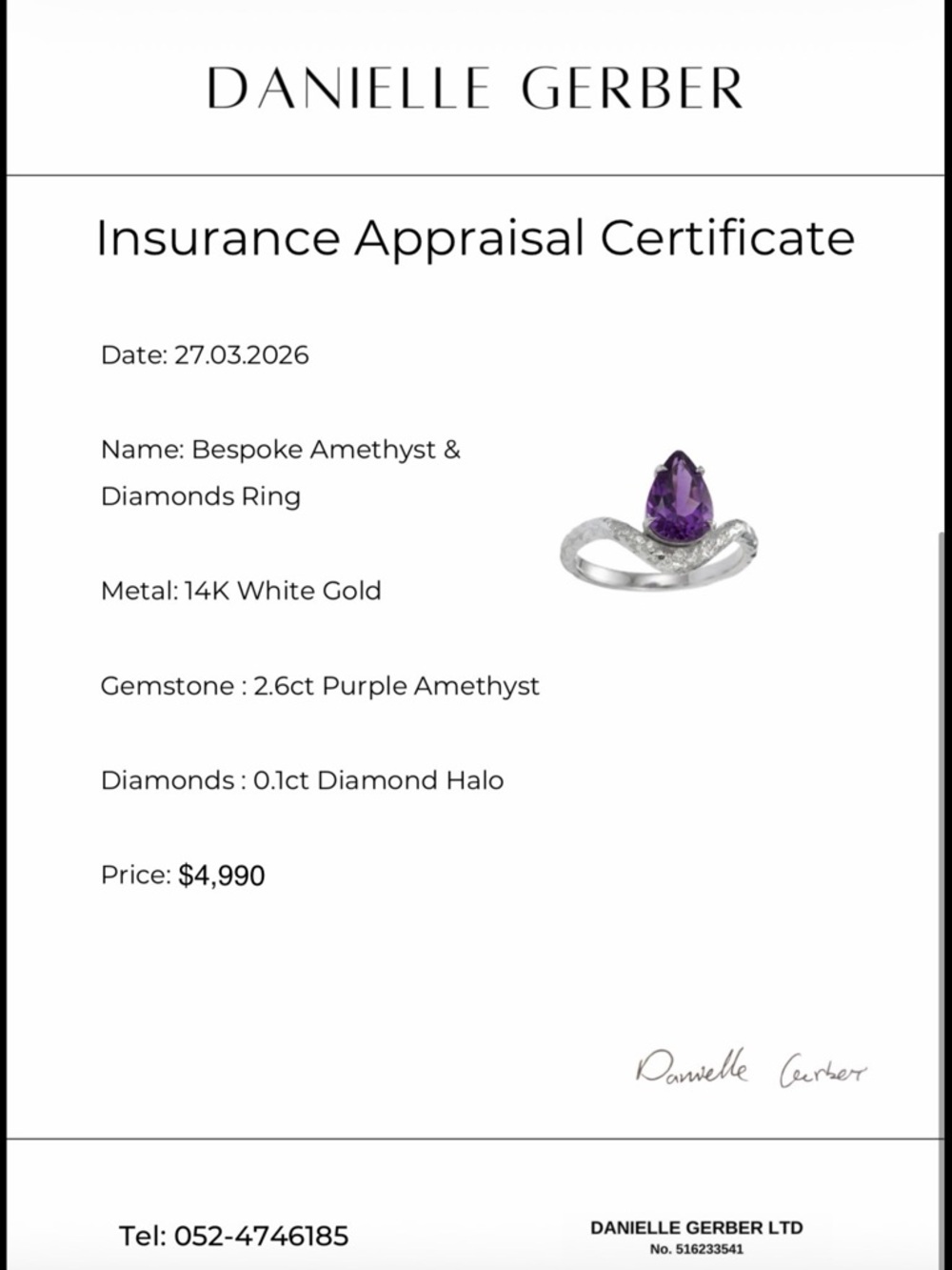 Natural Amethyst 14k gold ring - Picture 5 of 5